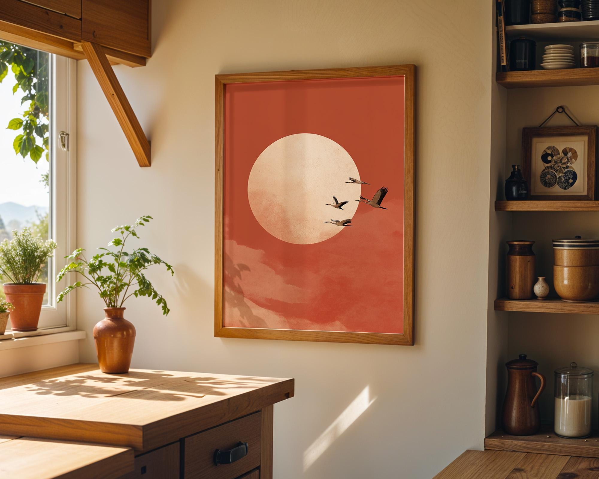 Minimalist Sun Birds Wall Art