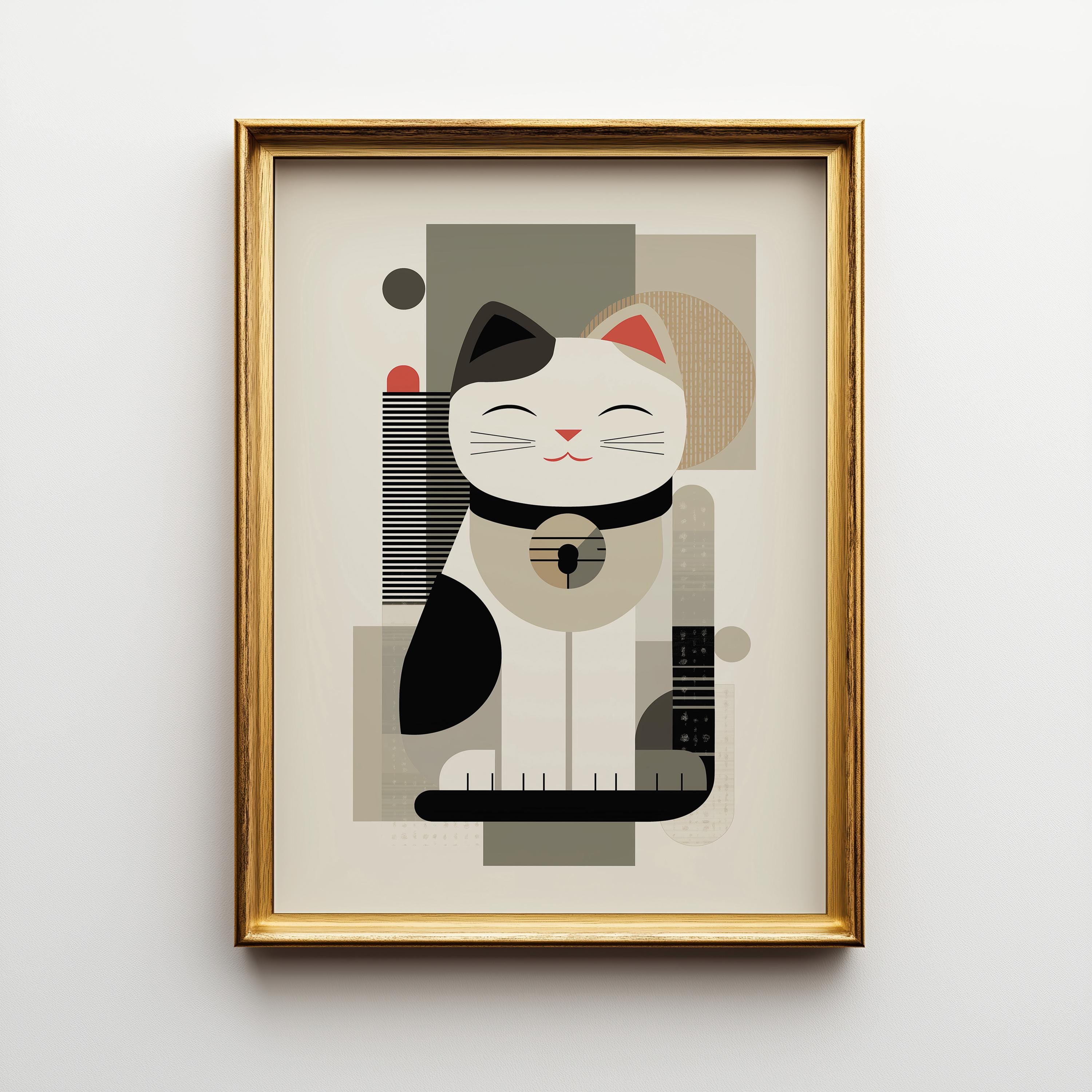 Minimalist Maneki Neko Print