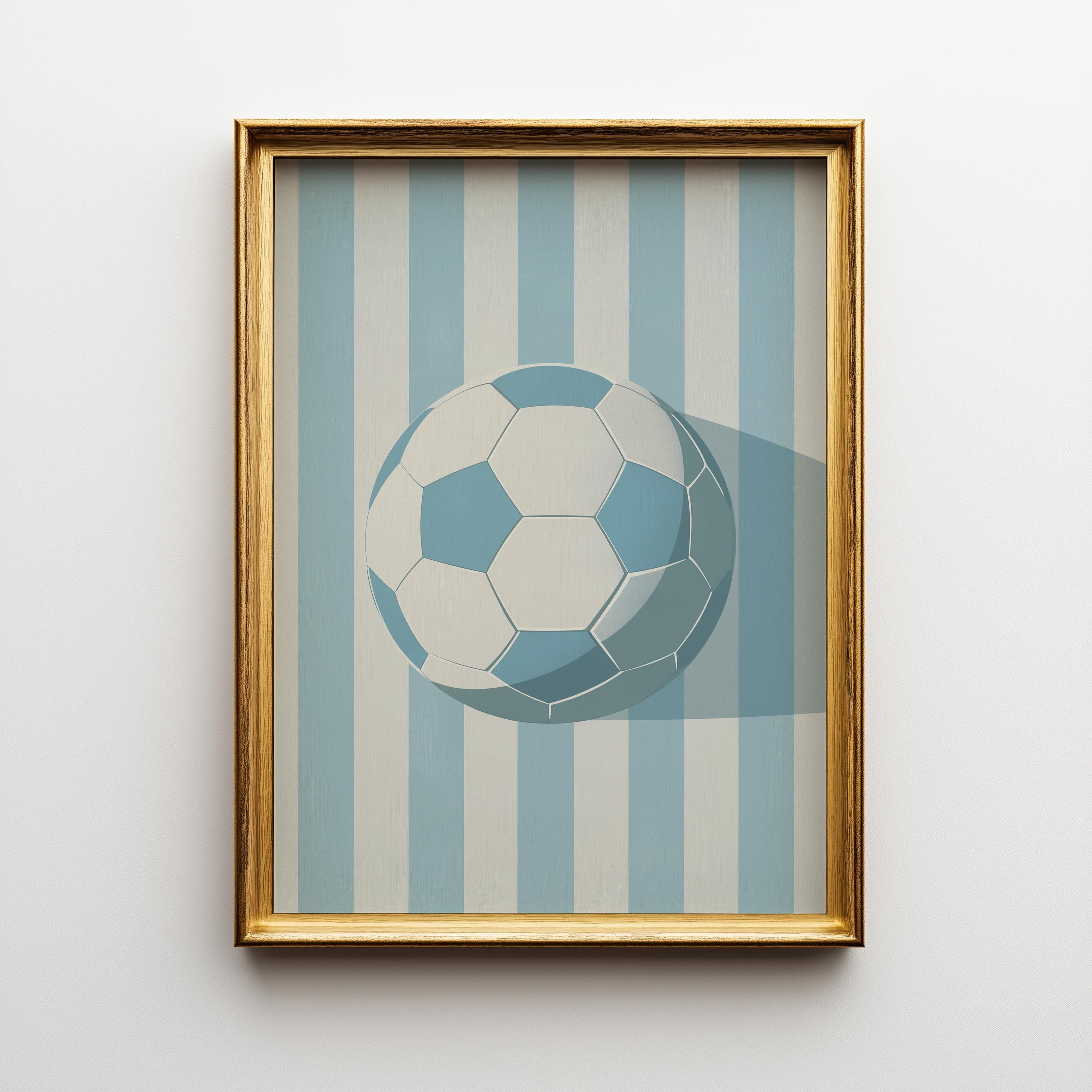 Minimalist Blue Stripe Football/Soccer Print