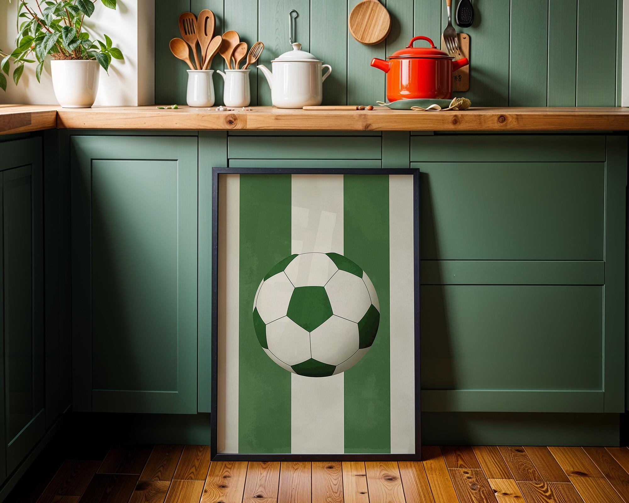 Minimalist Green Stripe Football/ Soccer Poster