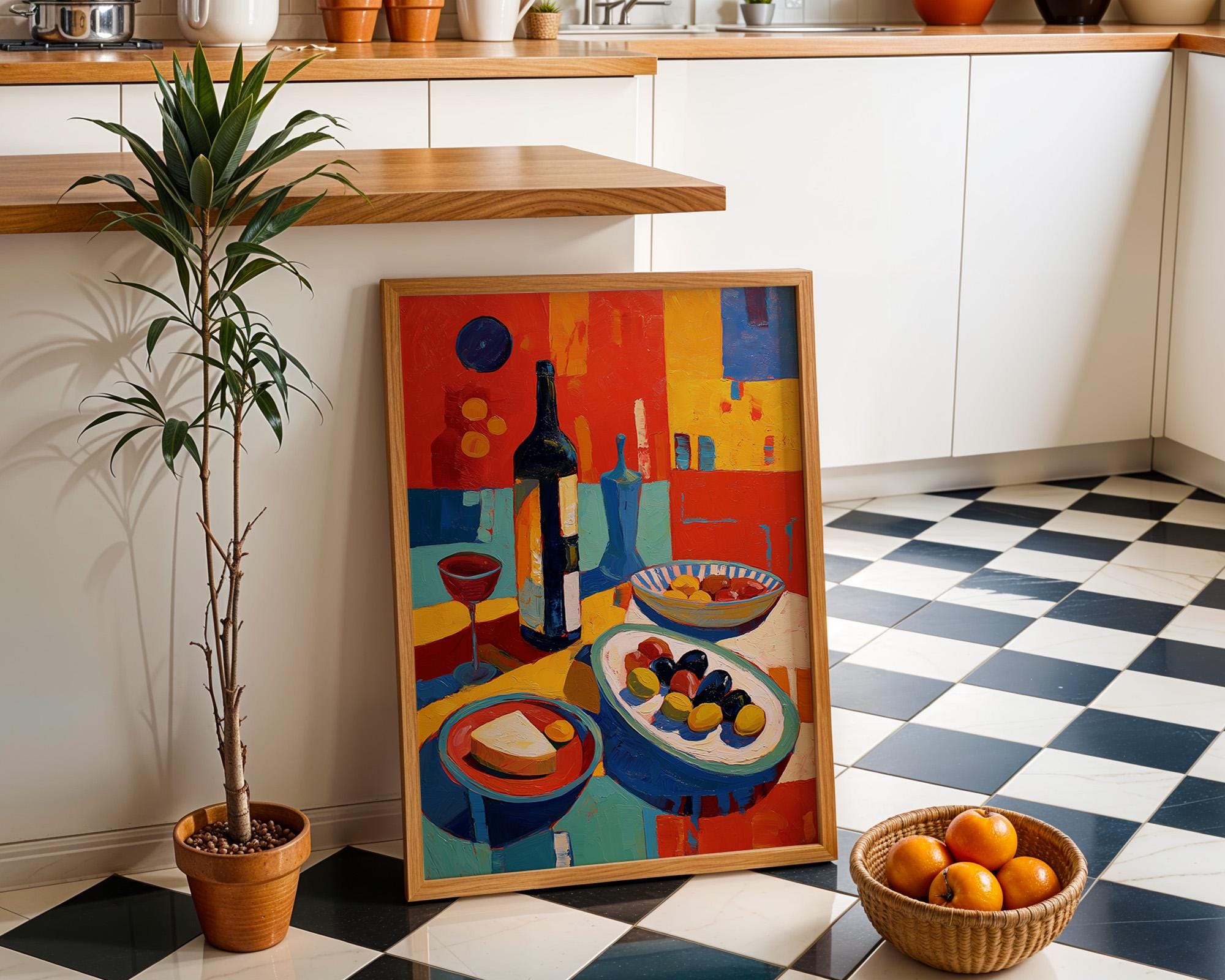 Mediterranean Wine & Olive Wall Art Print
