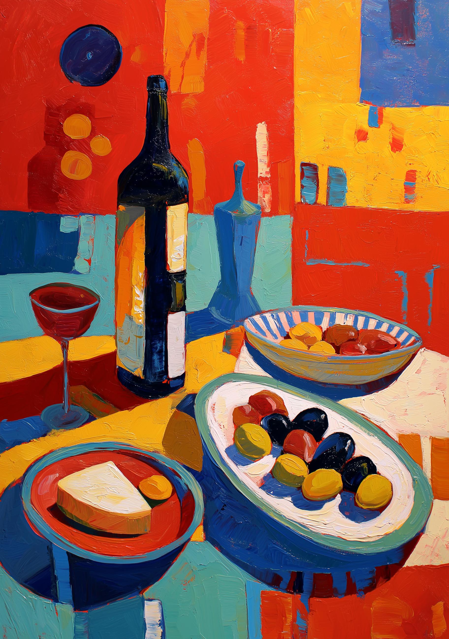 Mediterranean Wine & Olive Wall Art Print