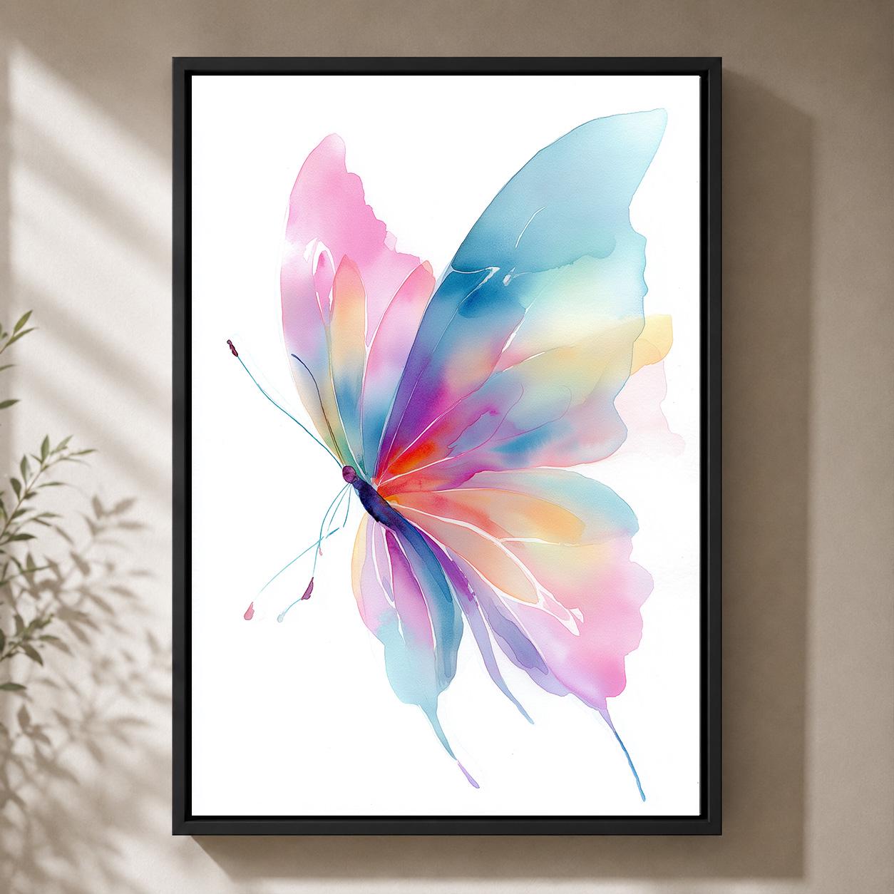 Pastel Watercolor Butterfly Framed Canvas Art