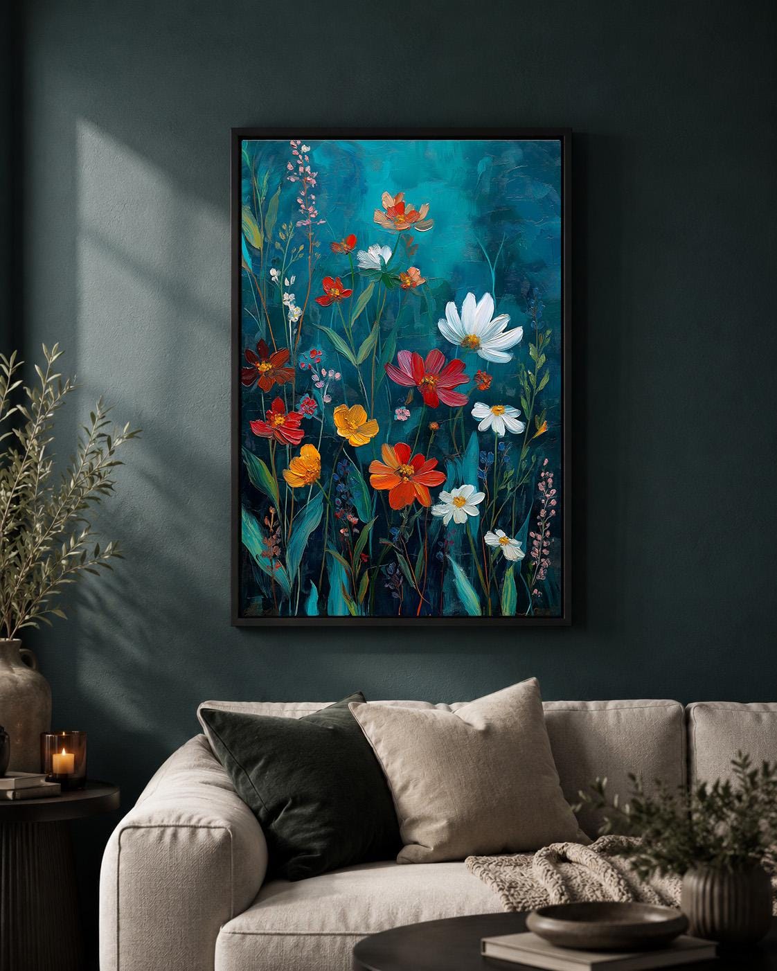 Colorful Wildflower Framed Canvas