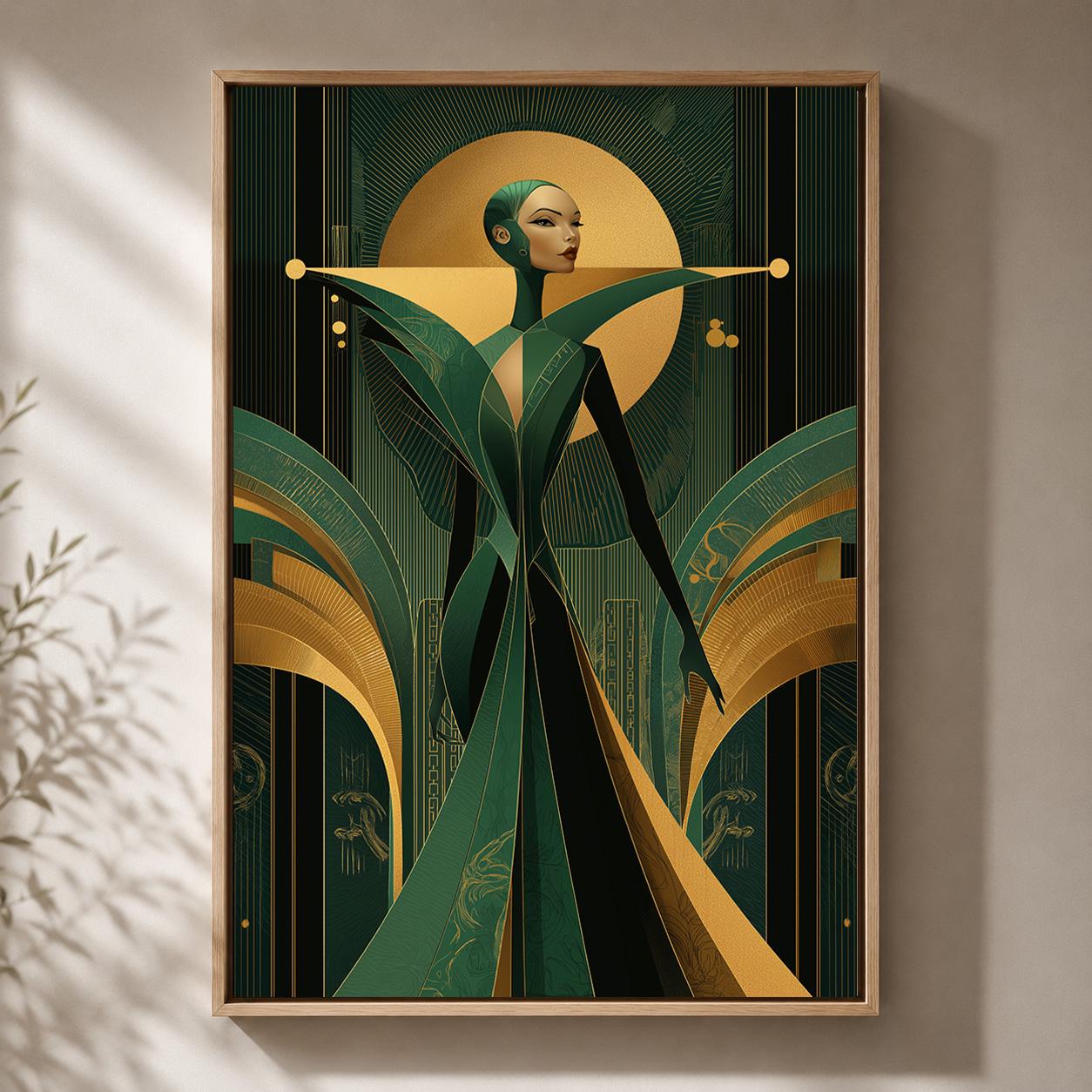 Art Deco Goddess Framed Canvas 1