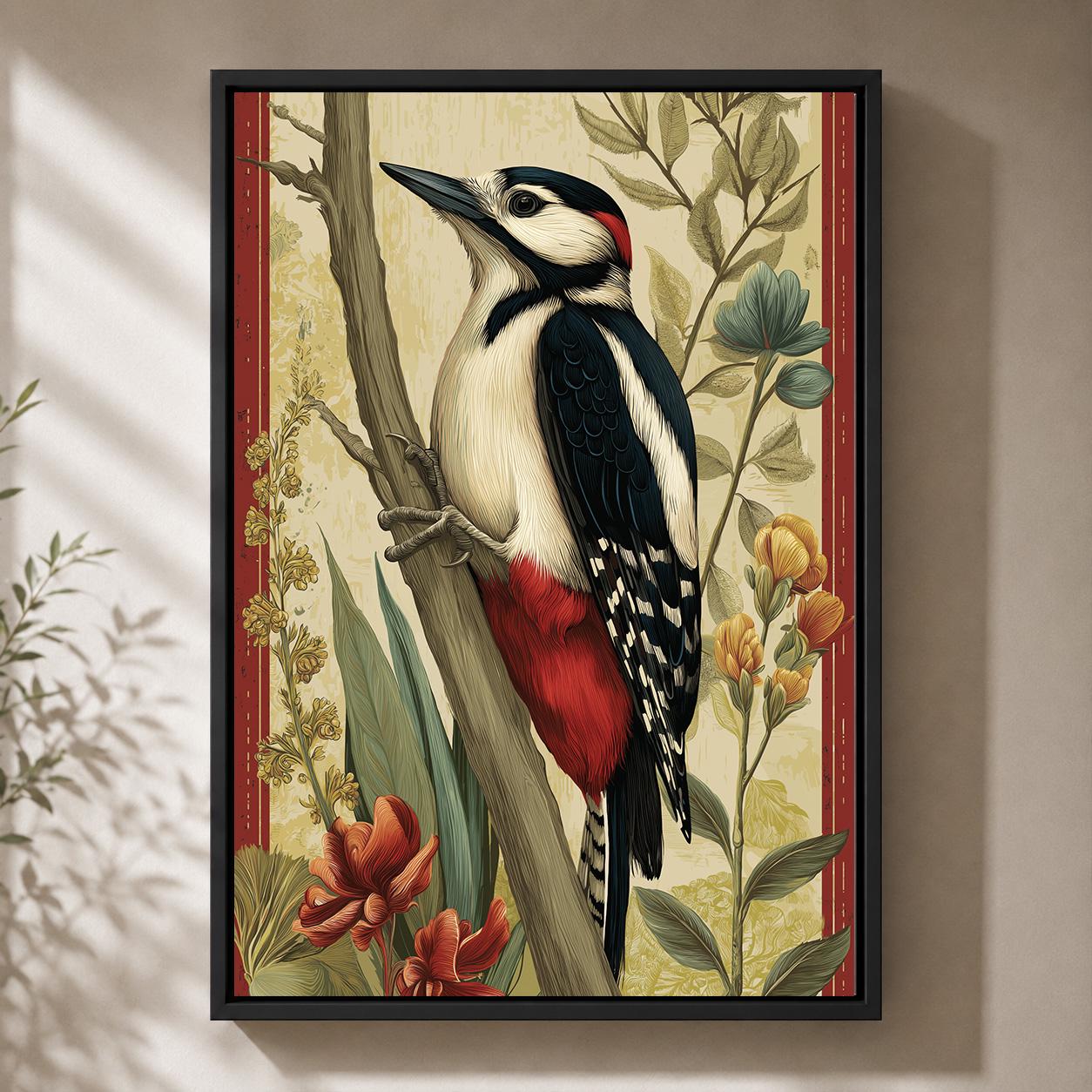 Pied Wagtail Wall Art, British Bird Framed Canvas