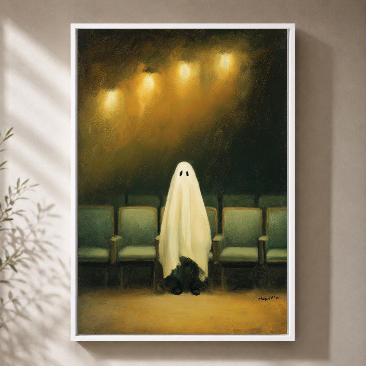 Ghost in Cinema Framed Canvas