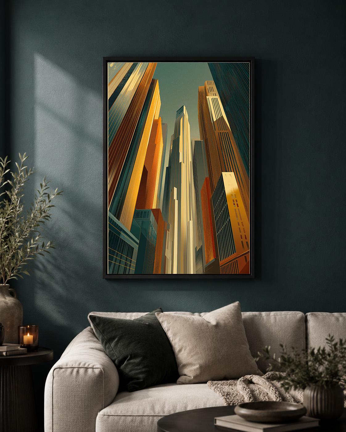 Art Deco Cityscape Framed Canvas Art