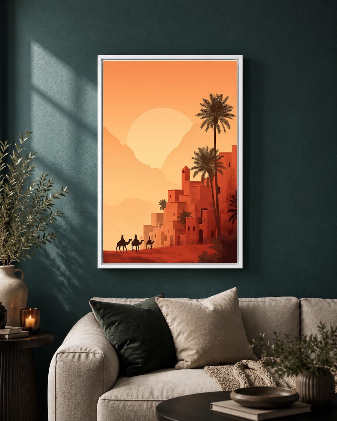 Moroccan Desert Sunset Framed Canvas