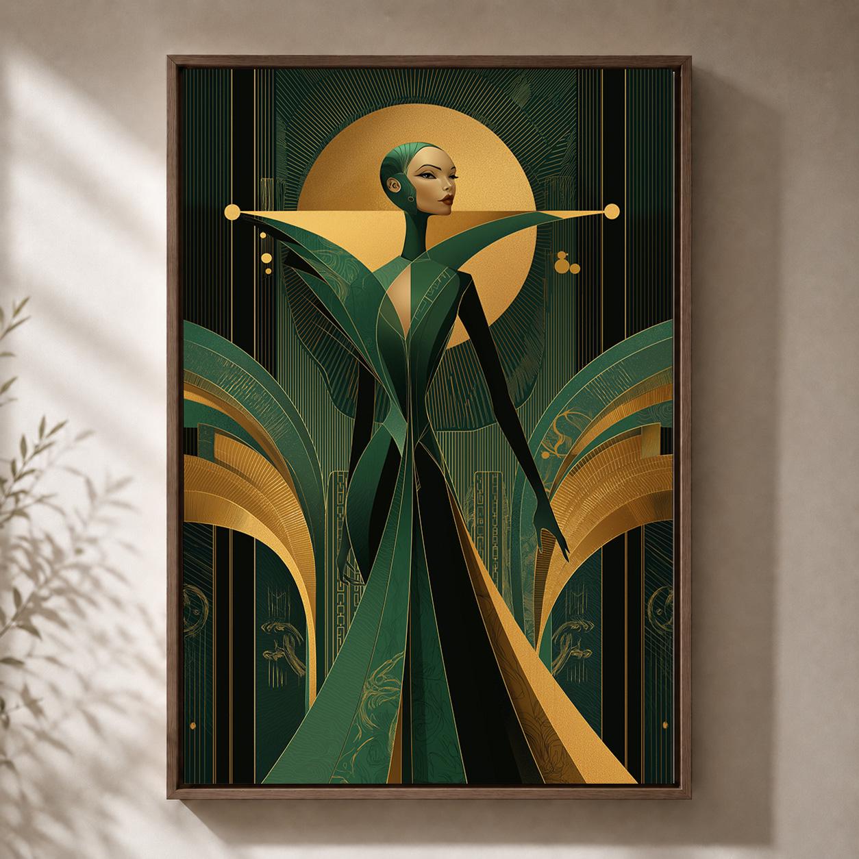 Art Deco Goddess Framed Canvas 1