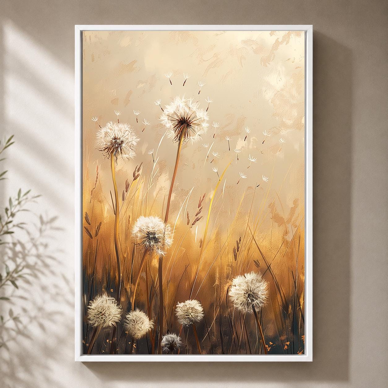 Neutral Wildflower Meadow Framed Canvas