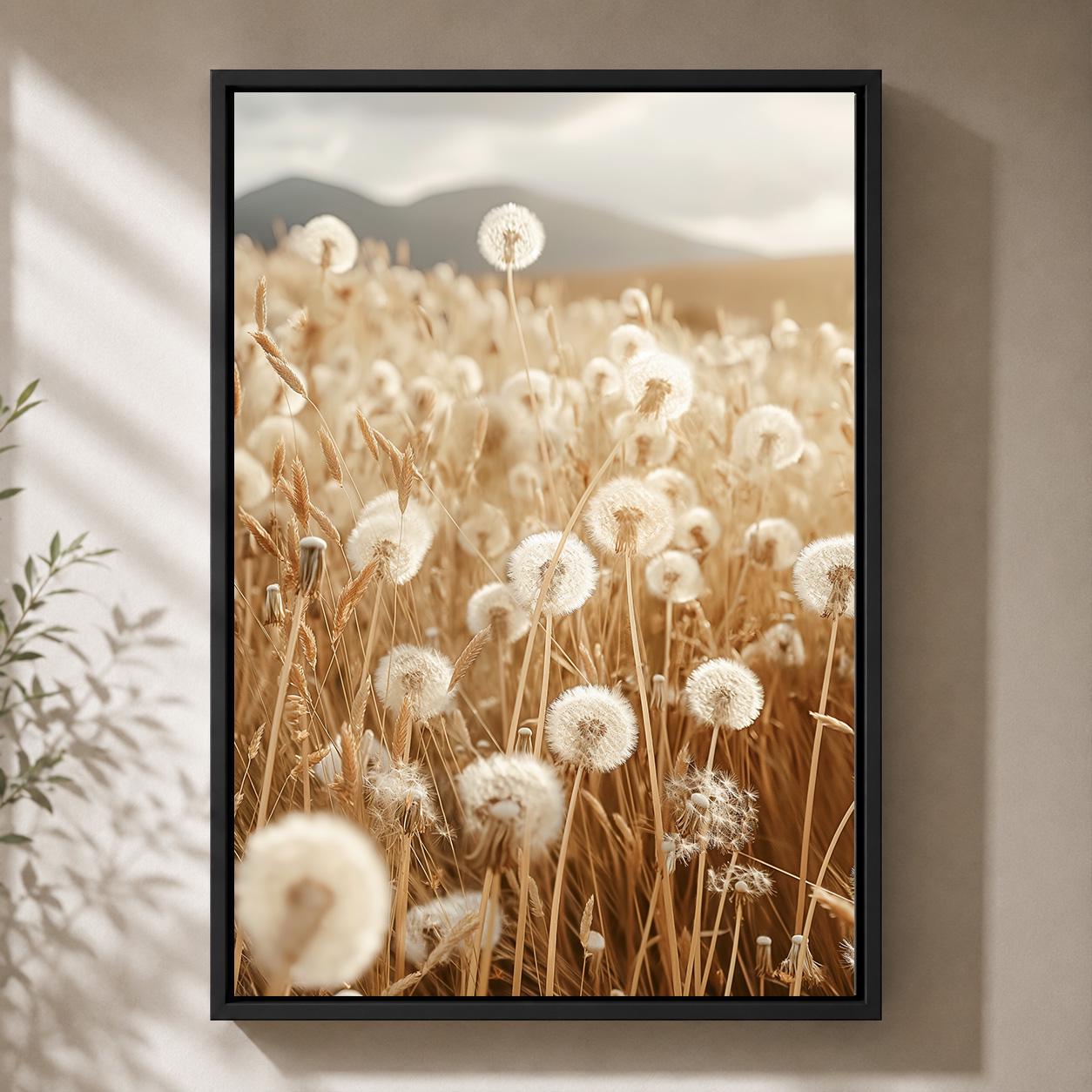Soft Pink Dandelion Framed Canvas