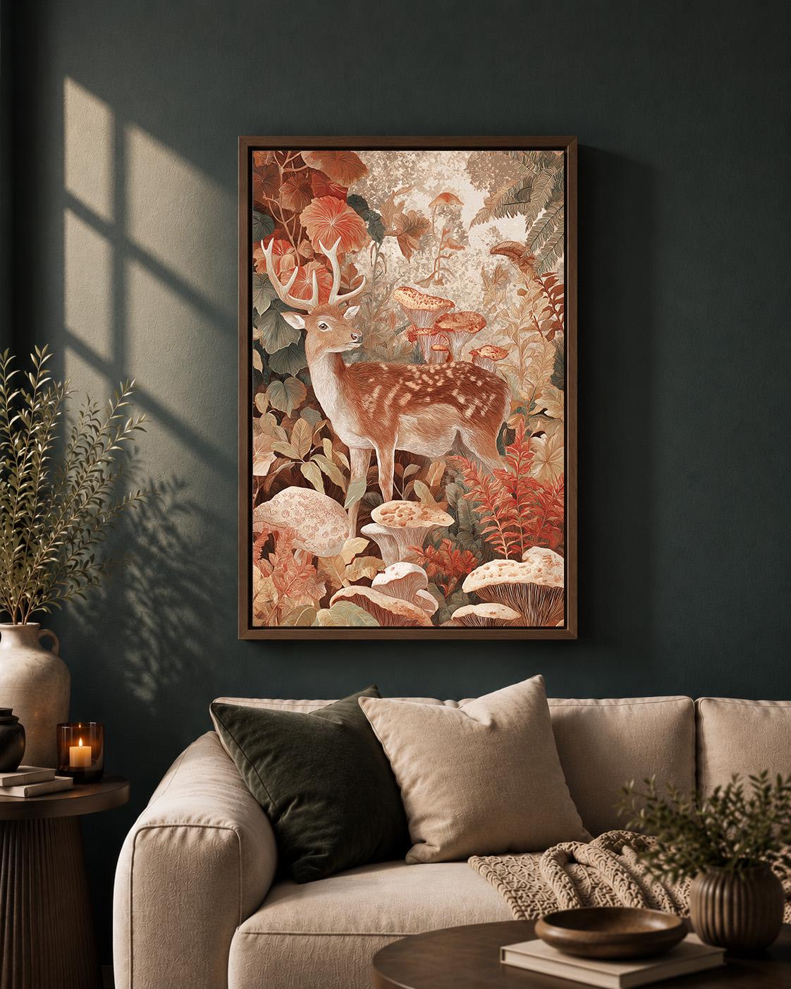 Woodland Deer Framed Canvas