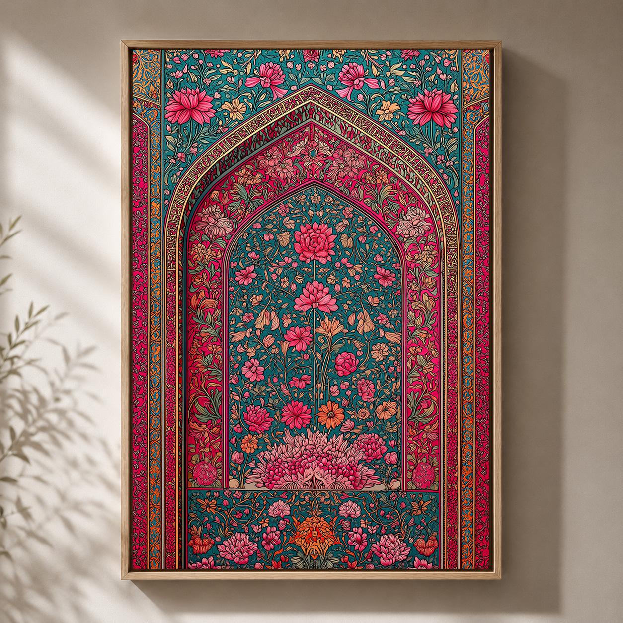 Gothic Folk Floral Arch Framed Canvas