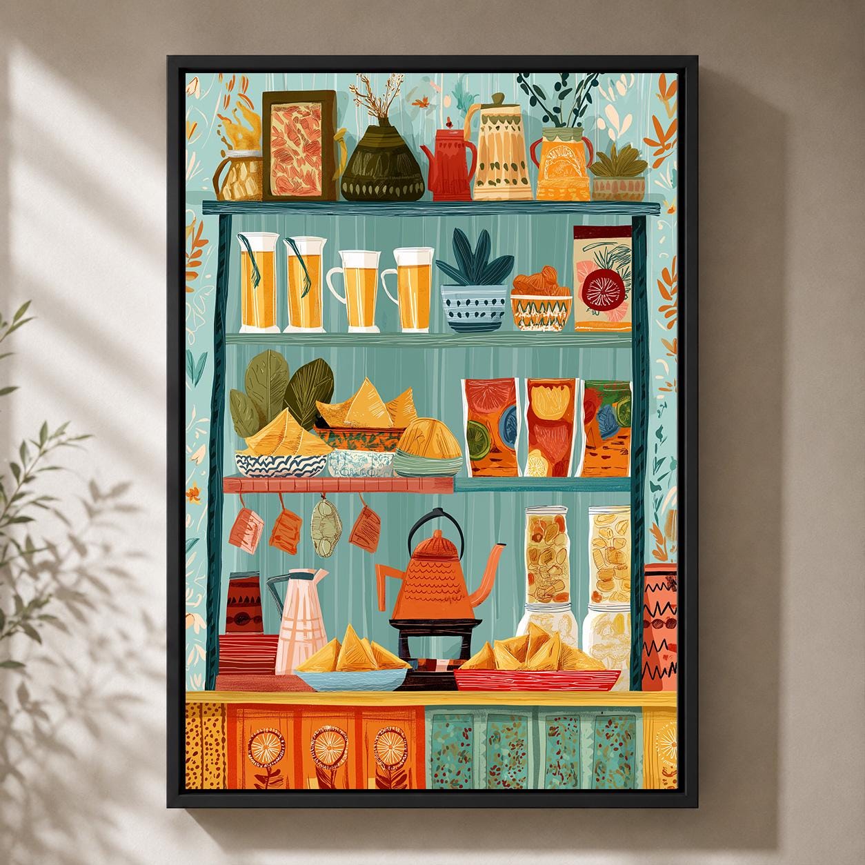 Mediterranean Pantry Framed Canvas