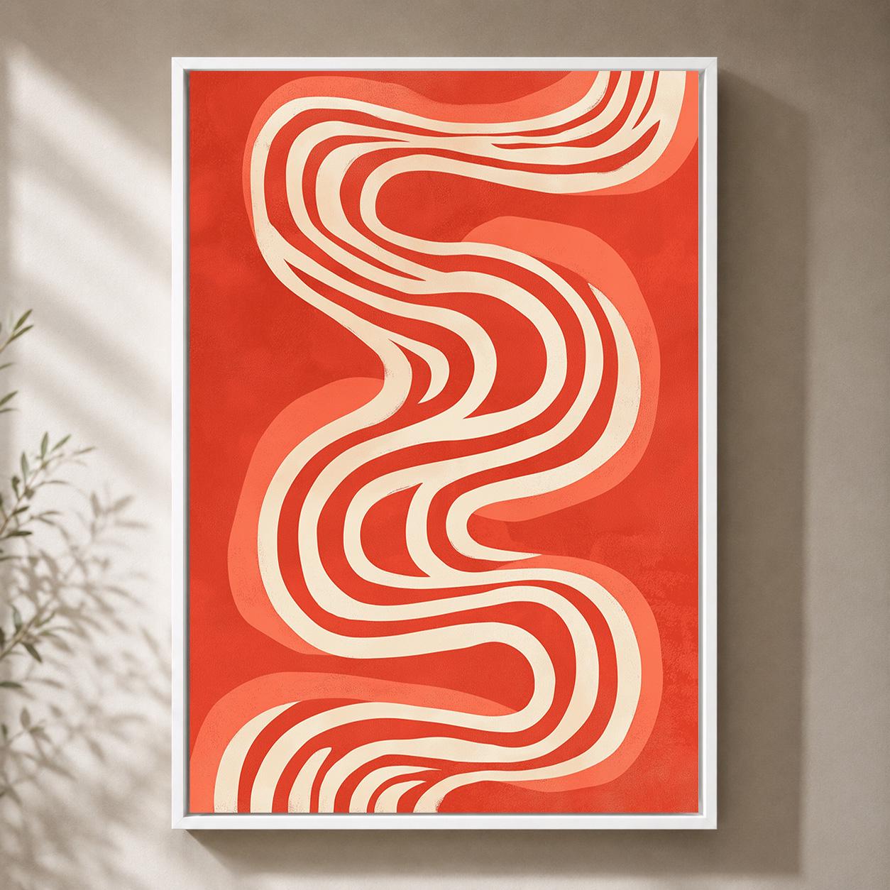 Retro Abstract Wavy Framed Canvas