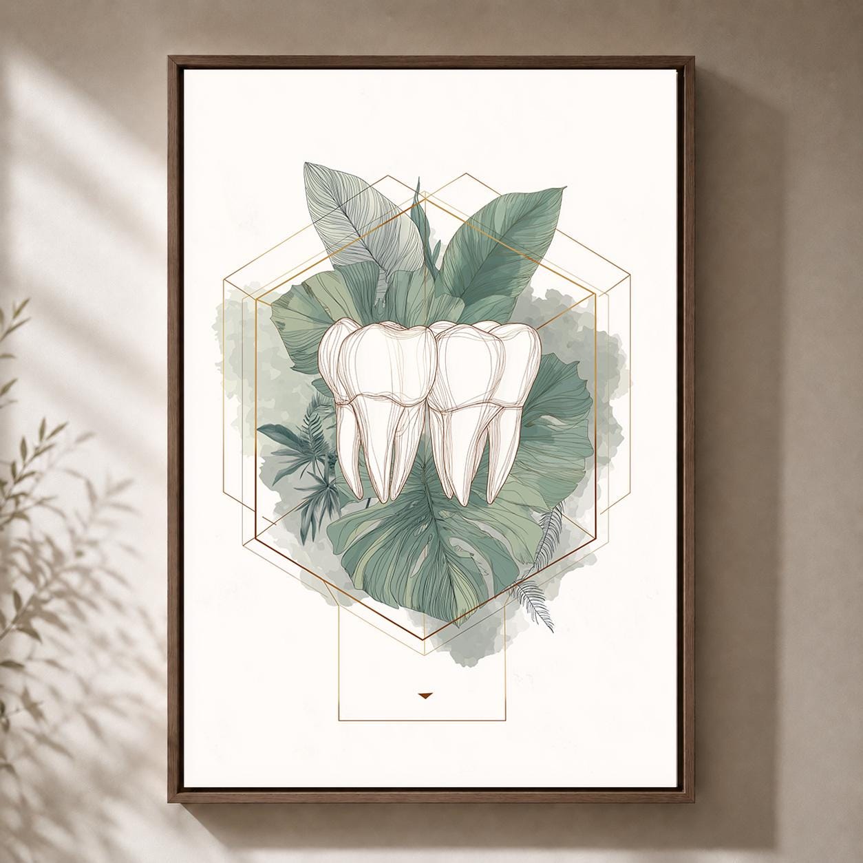 Gold Tooth Botanical Dental Clinic Framed Canvas