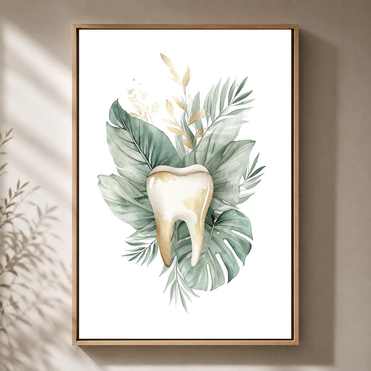 Gold Tooth Botanical Dental Clinic Framed Canvas