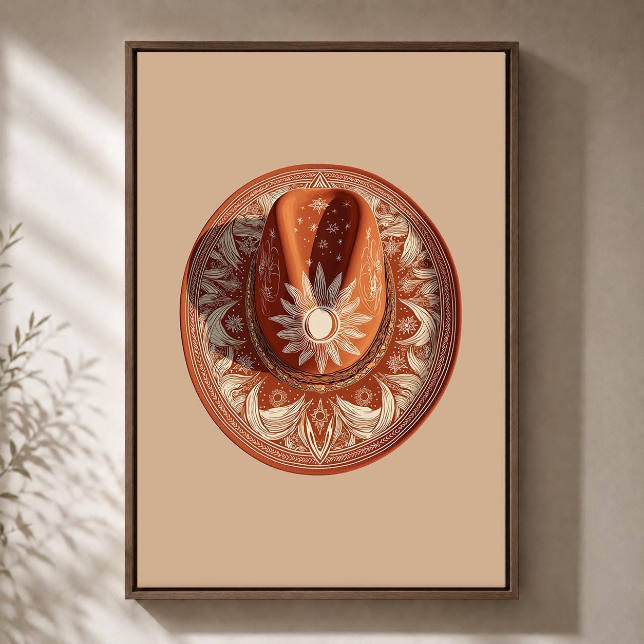 Western Cowboy Hat Framed Canvas