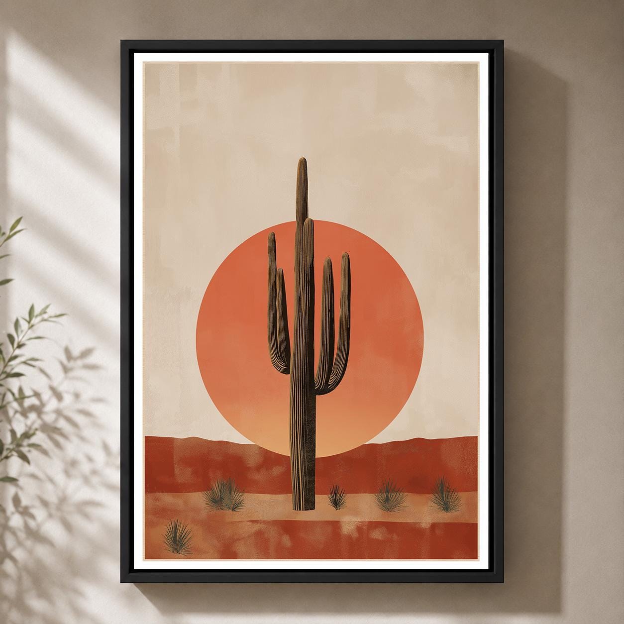 Southwest Saguaro Cactus Framed Canvas