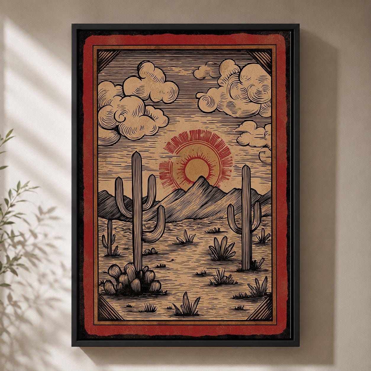 Southwest Desert Landscape Framed Canvas