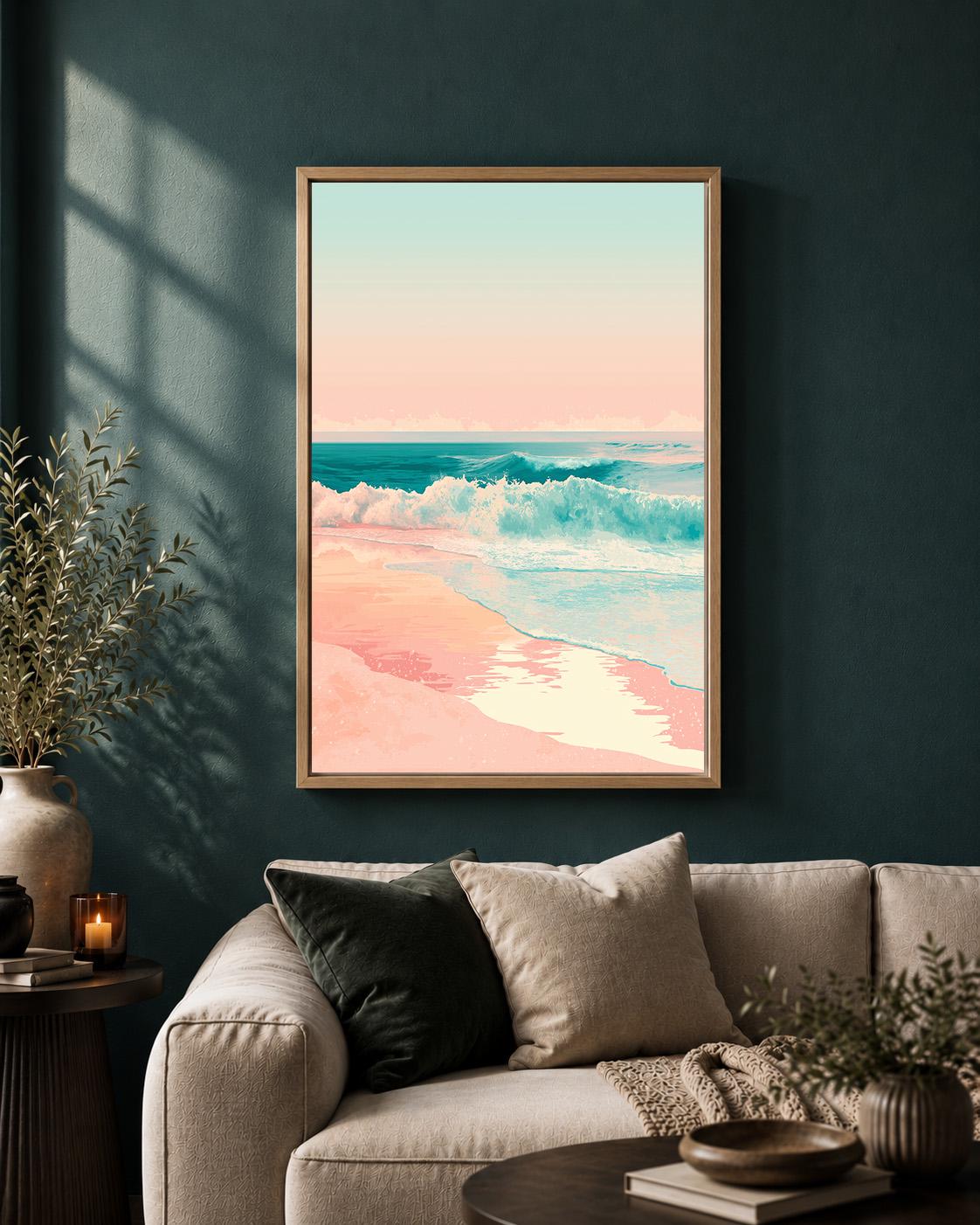 Pastel Beach Framed Canvas