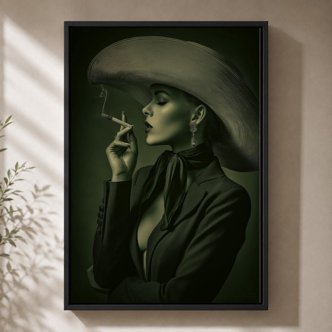 Vintage Cowgirl Portrait Framed Canvas