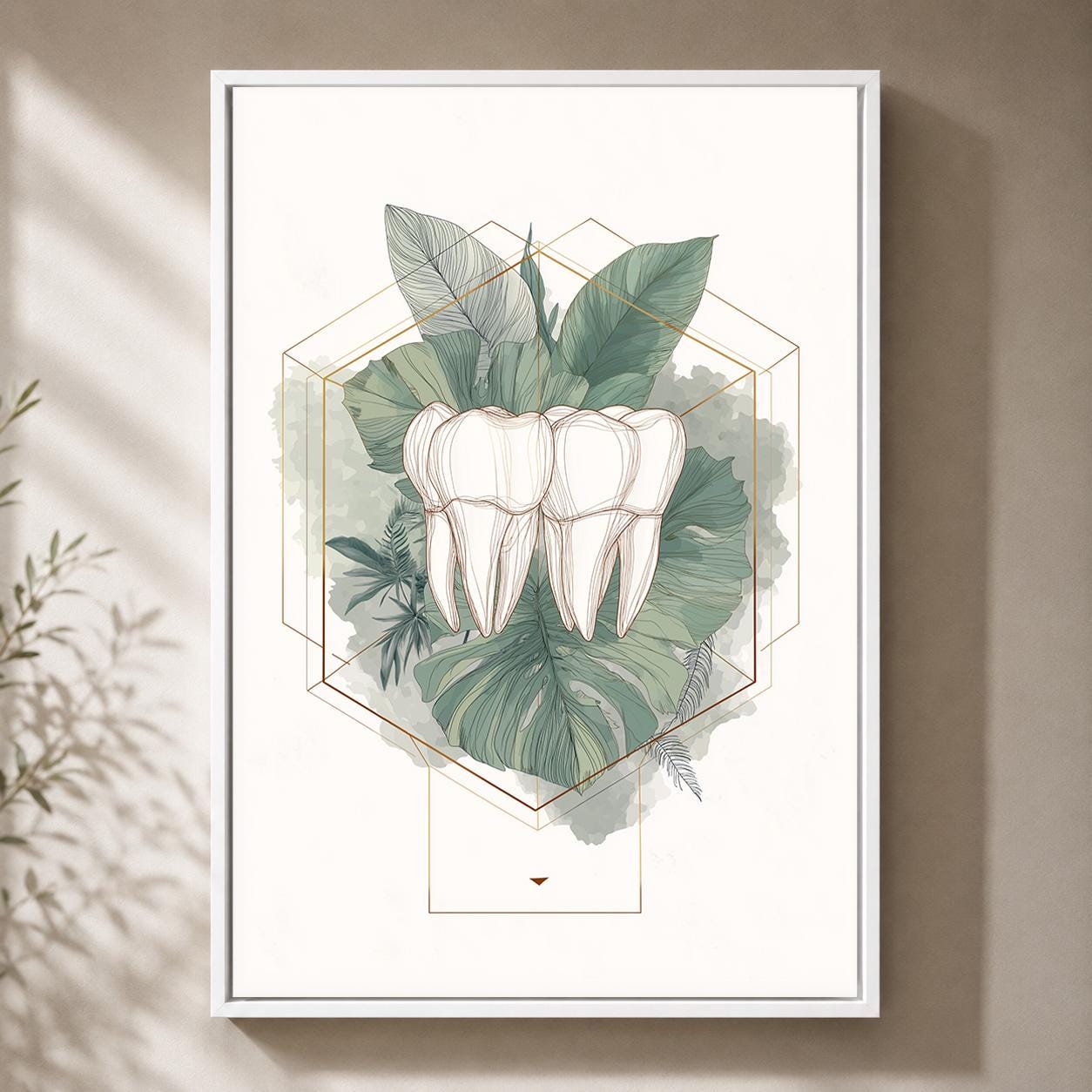 Gold Tooth Botanical Dental Clinic Framed Canvas