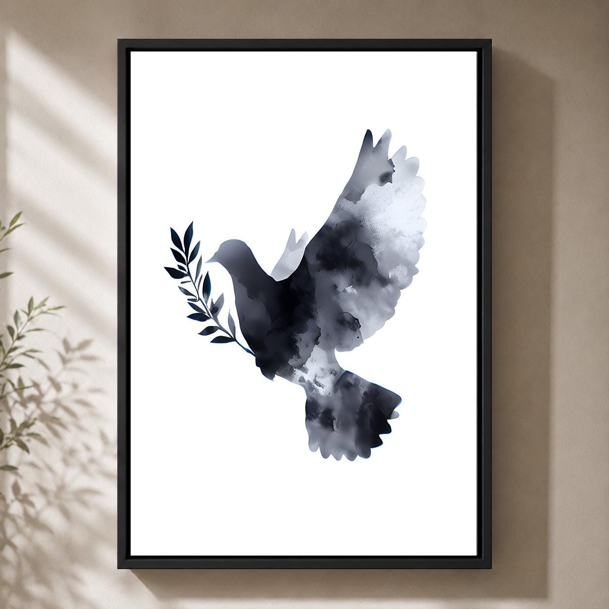 Black Peace Dove Framed Canvas  Hope Decor