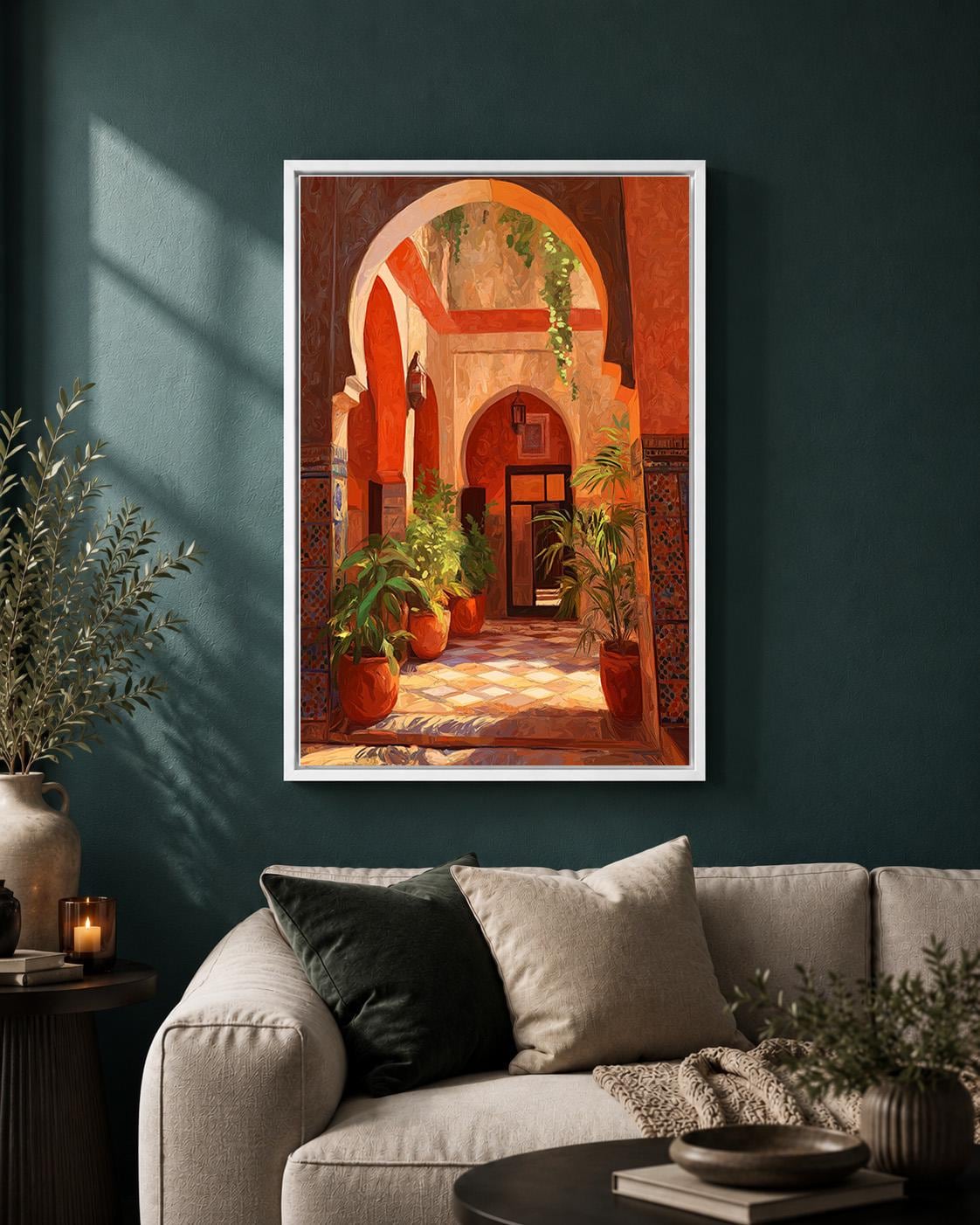 Moroccan Courtyard Framed Canvas