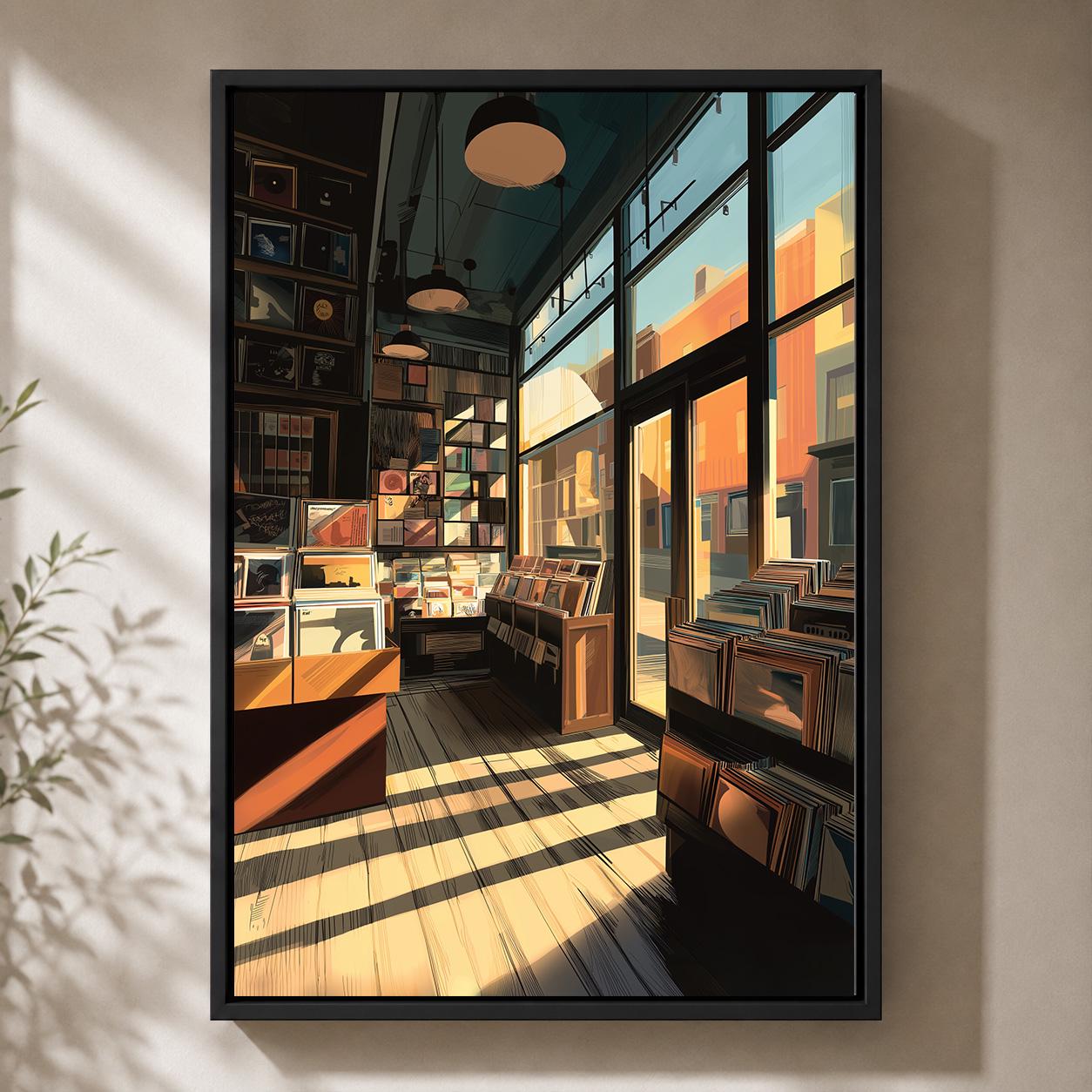Record Store Framed Canvas
