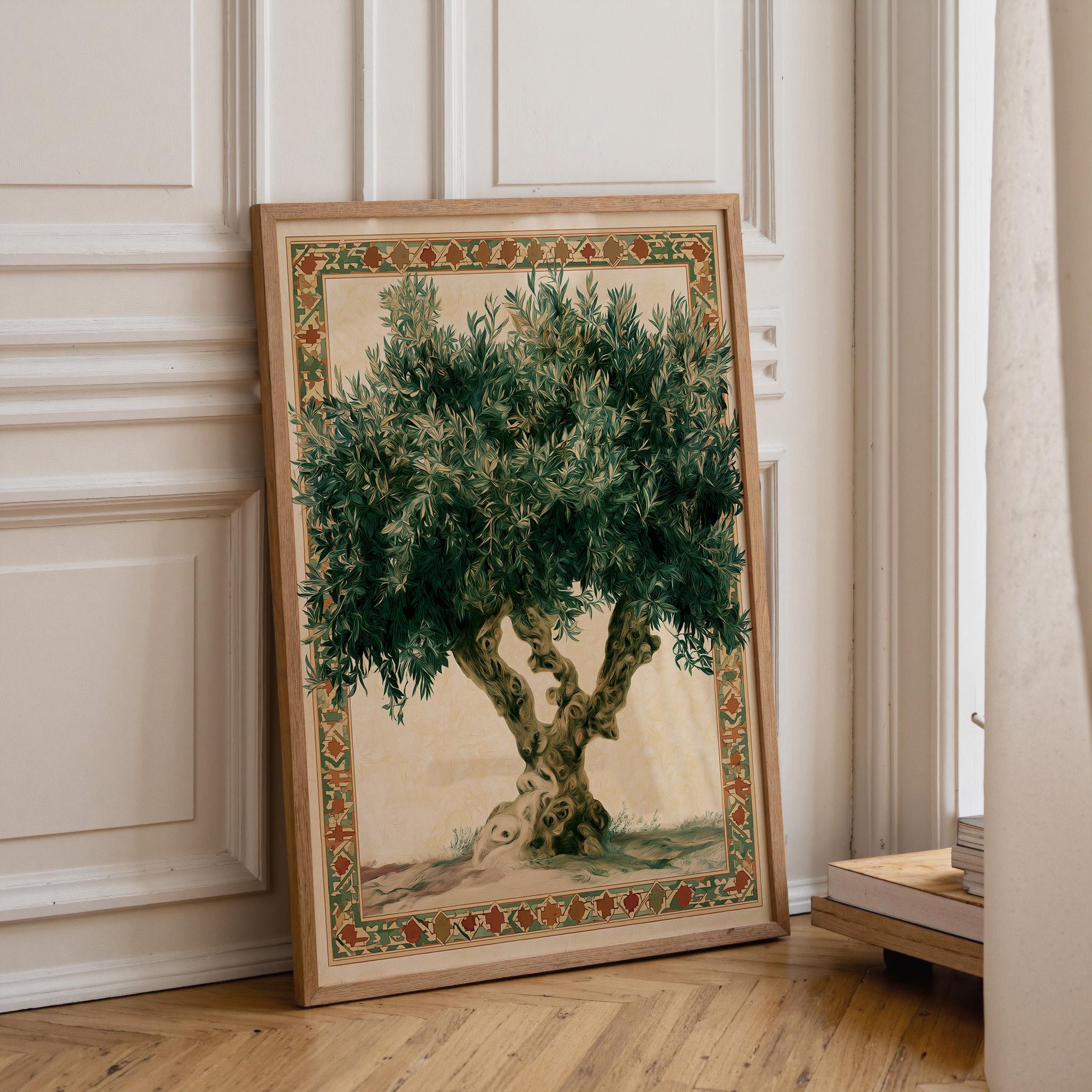 Vintage Olive Tree Wall Art, Mediterranean Botanical Print