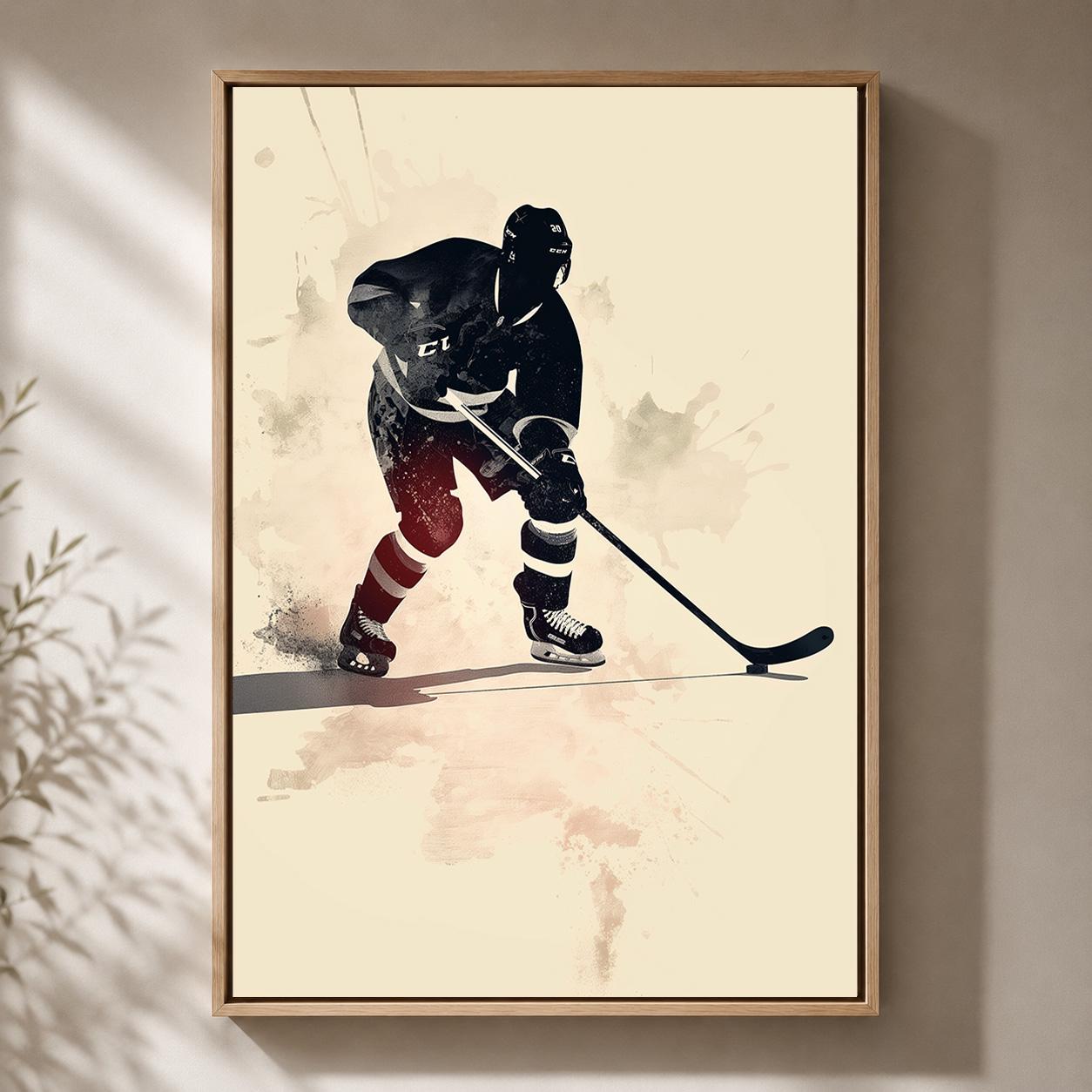 Ice Hockey Player Framed Canvas Art