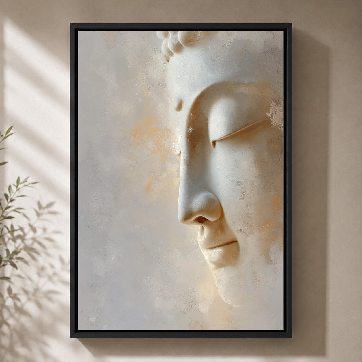 Neutral Buddha Zen Botanical Meditation Framed Canvas by The Wall Art Studio