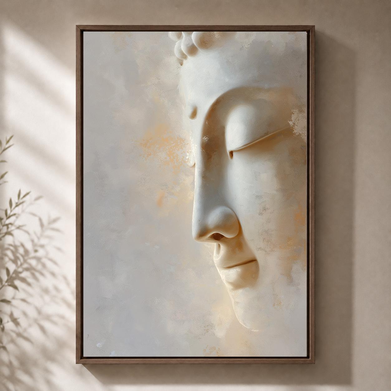 Neutral Buddha Zen Botanical Meditation Framed Canvas by The Wall Art Studio