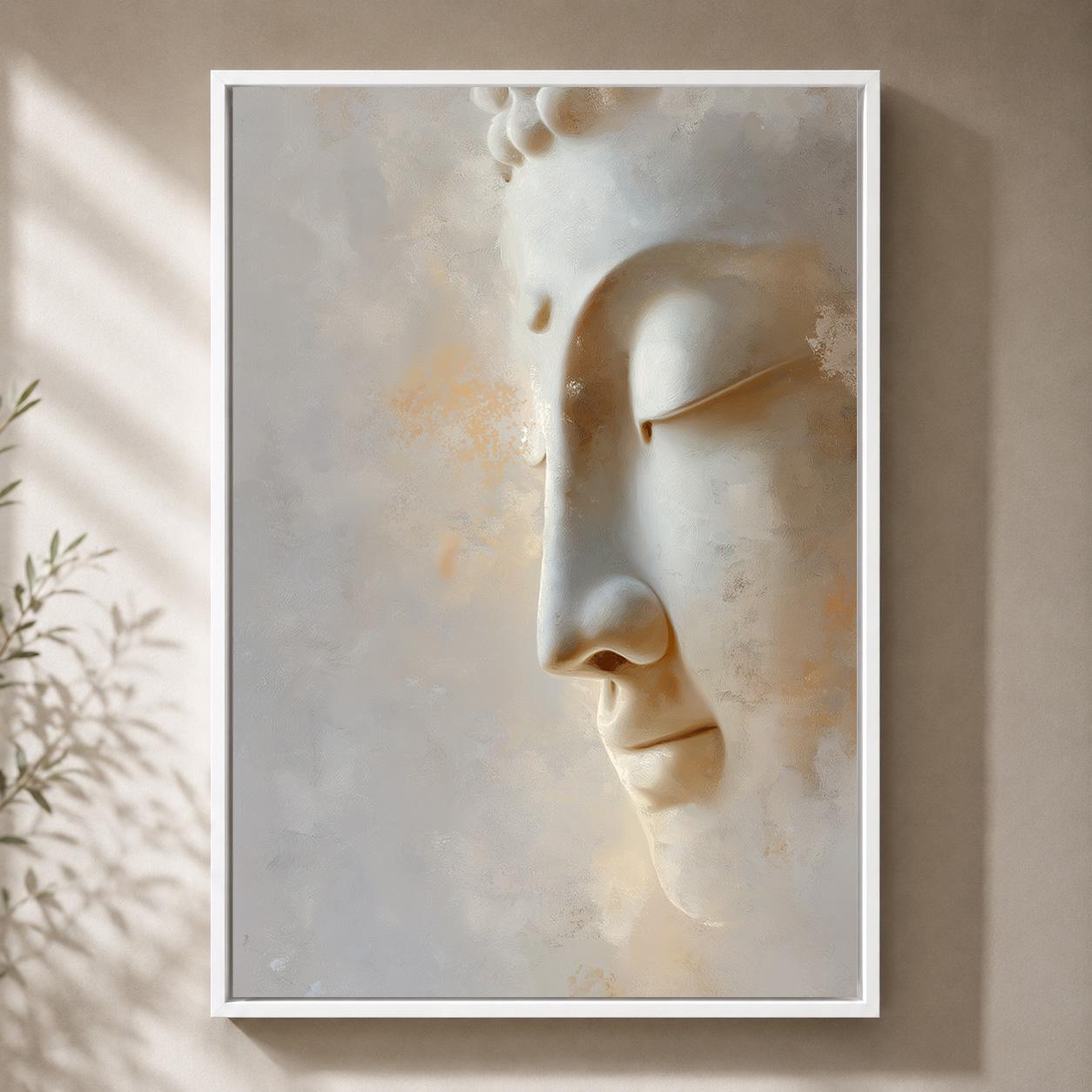 Neutral Buddha Zen Botanical Meditation Framed Canvas by The Wall Art Studio