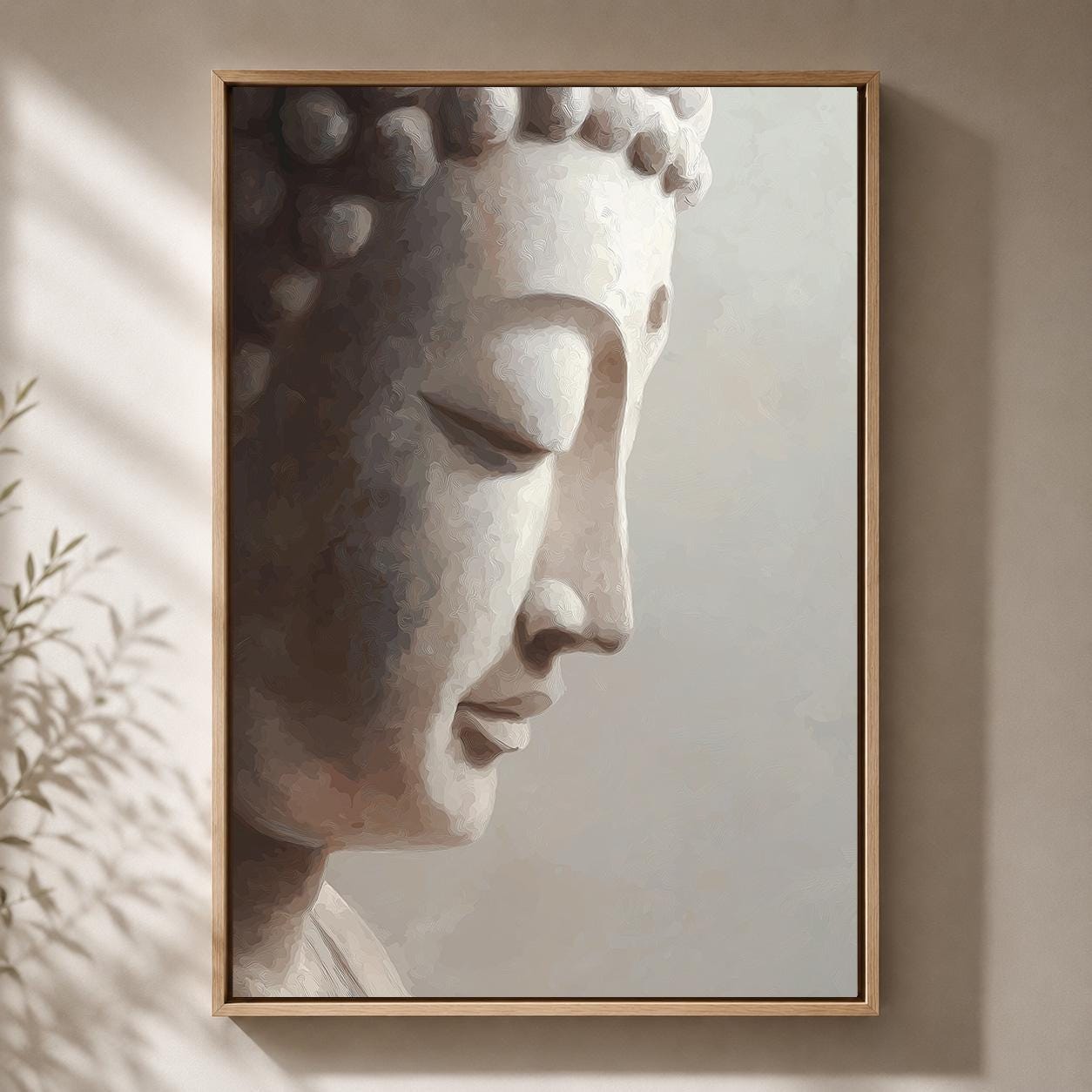 Neutral Buddha Zen Botanical Meditation Japandi Spiritual Framed Canvas by The Wall Art Studio