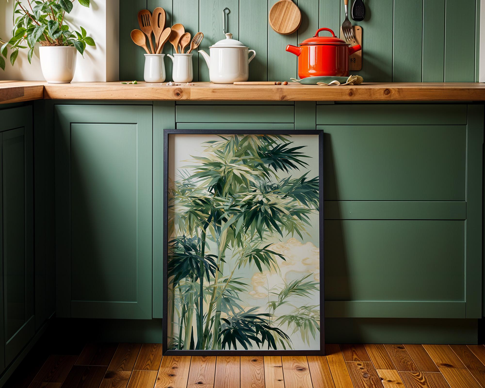 Green Japanese Bamboo Wall Art