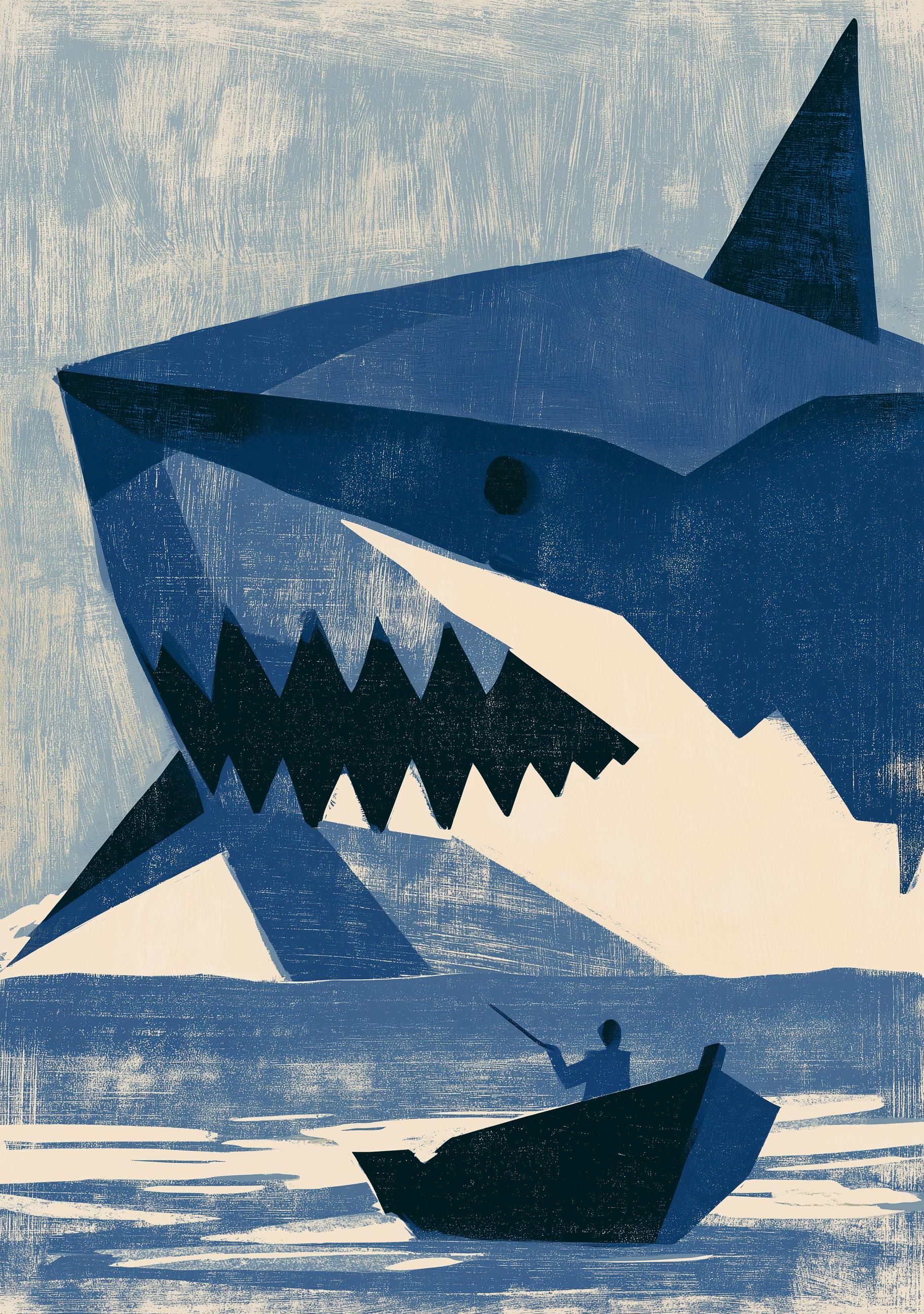 Modern Geometric Shark Wall Art