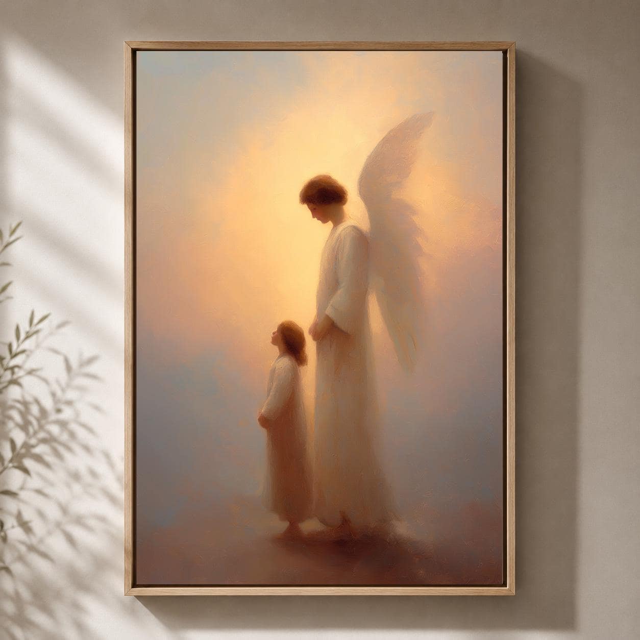 Guardian Angel with Child Christian Faith Inspired Framed Canvas by The Wall Art Studio