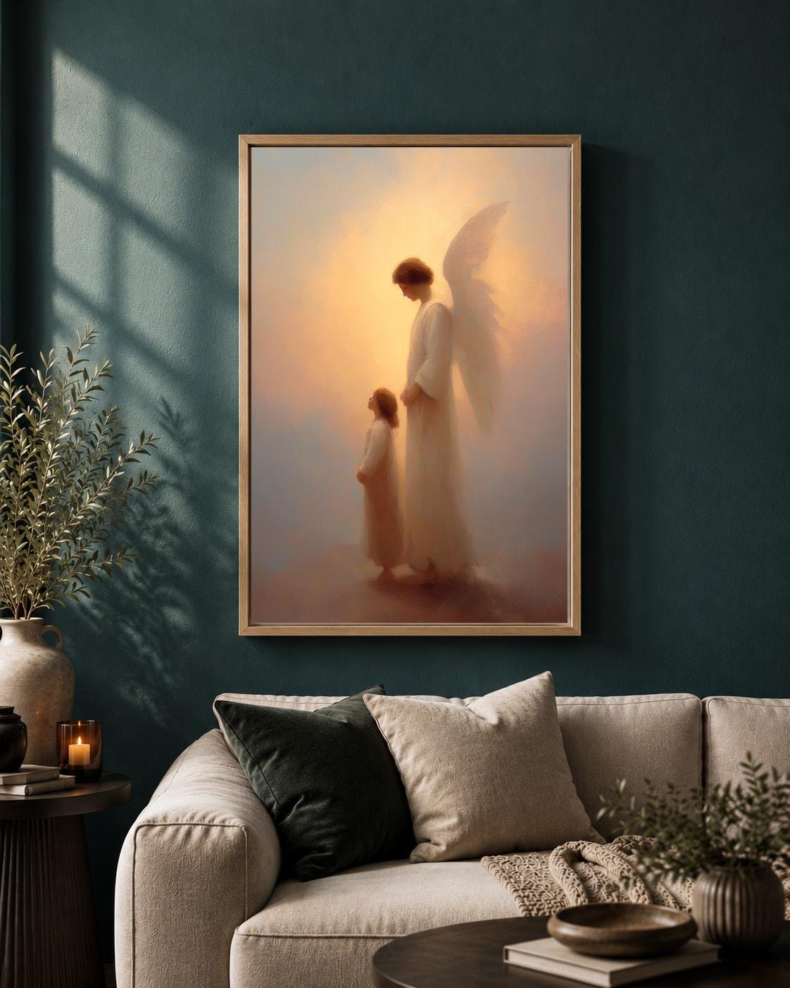 Guardian Angel with Child Christian Faith Inspired Framed Canvas by The Wall Art Studio