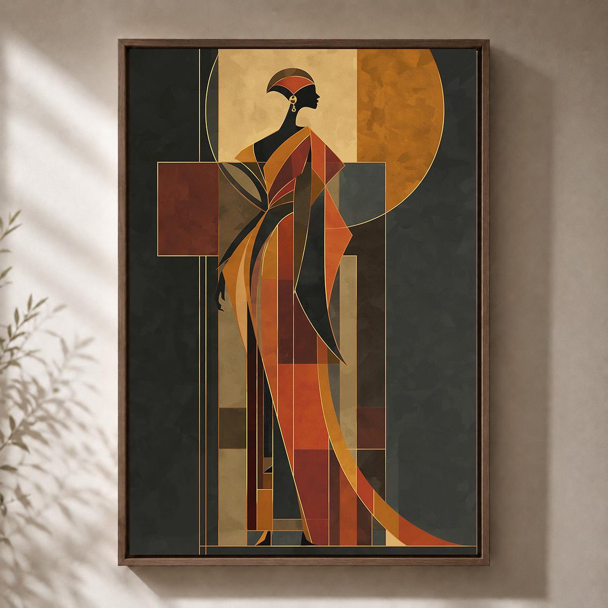 Art Deco Lady Geometric Vintage Glamour Framed Canvas by The Wall Art Studio