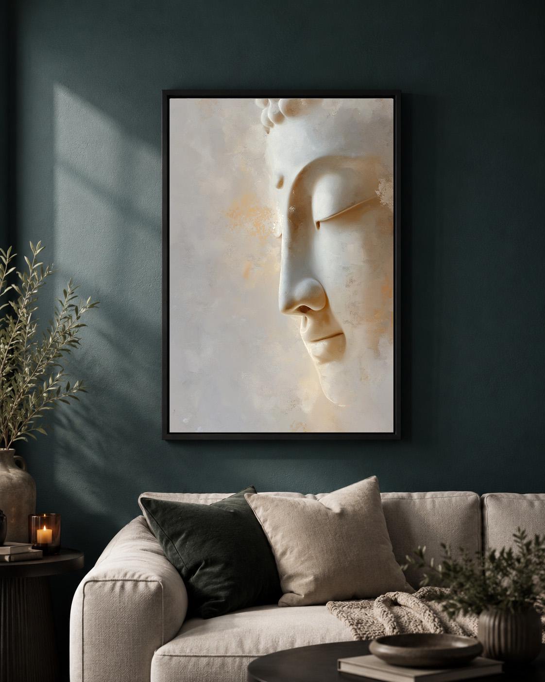 Neutral Buddha Zen Botanical Meditation Framed Canvas by The Wall Art Studio