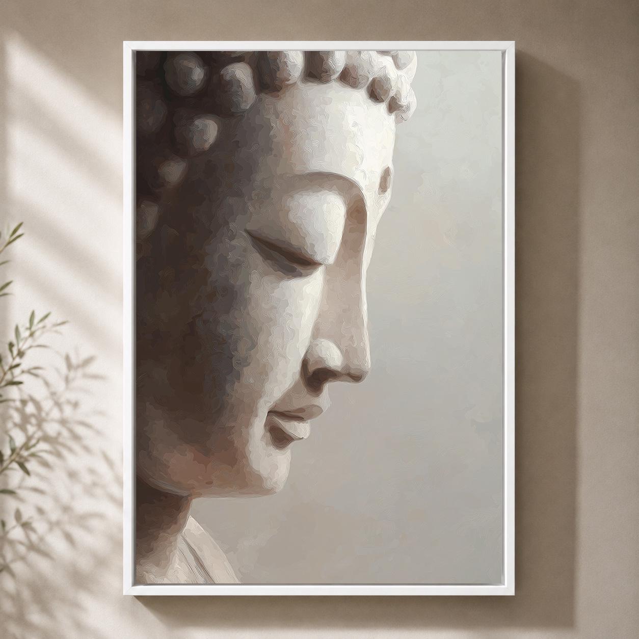 Neutral Buddha Zen Botanical Meditation Japandi Spiritual Framed Canvas by The Wall Art Studio