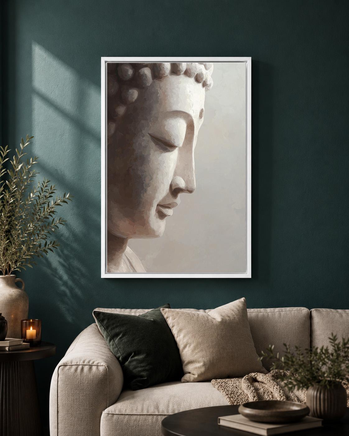 Neutral Buddha Zen Botanical Meditation Japandi Spiritual Framed Canvas by The Wall Art Studio