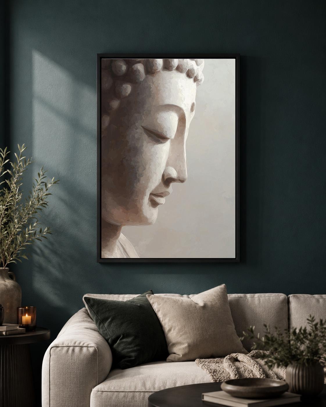 Neutral Buddha Zen Botanical Meditation Japandi Spiritual Framed Canvas by The Wall Art Studio