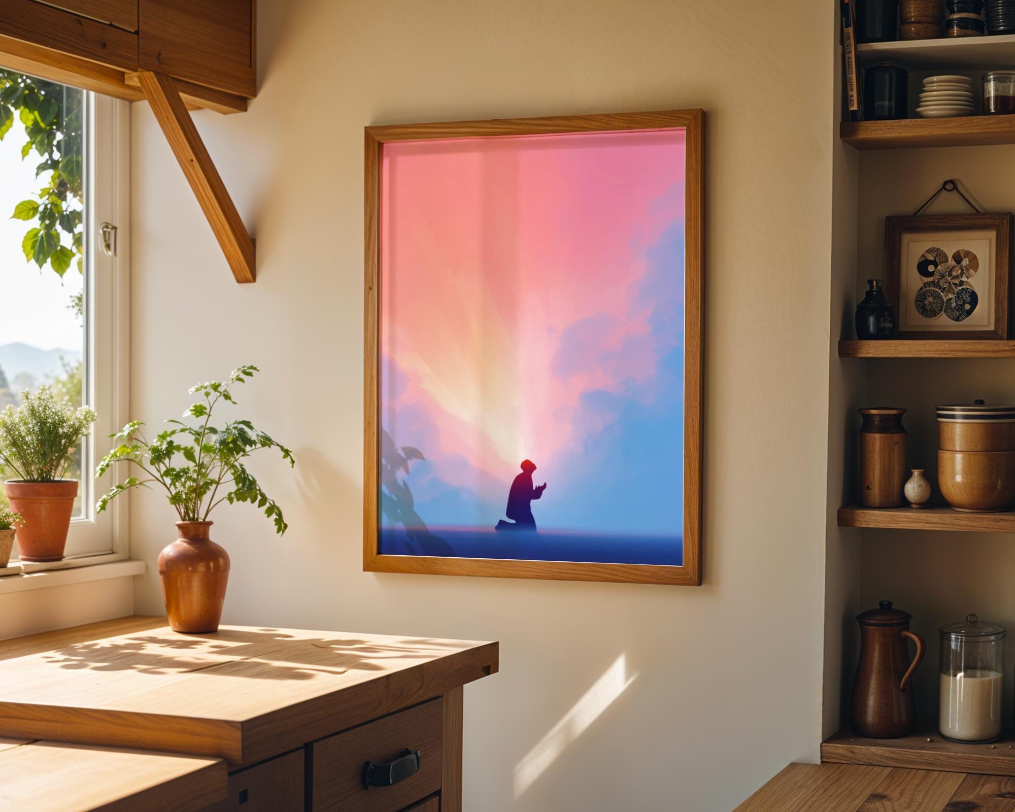 Christian Prayer Silhouette Faith and Worship Religious Wall Art by The Wall Art Studio