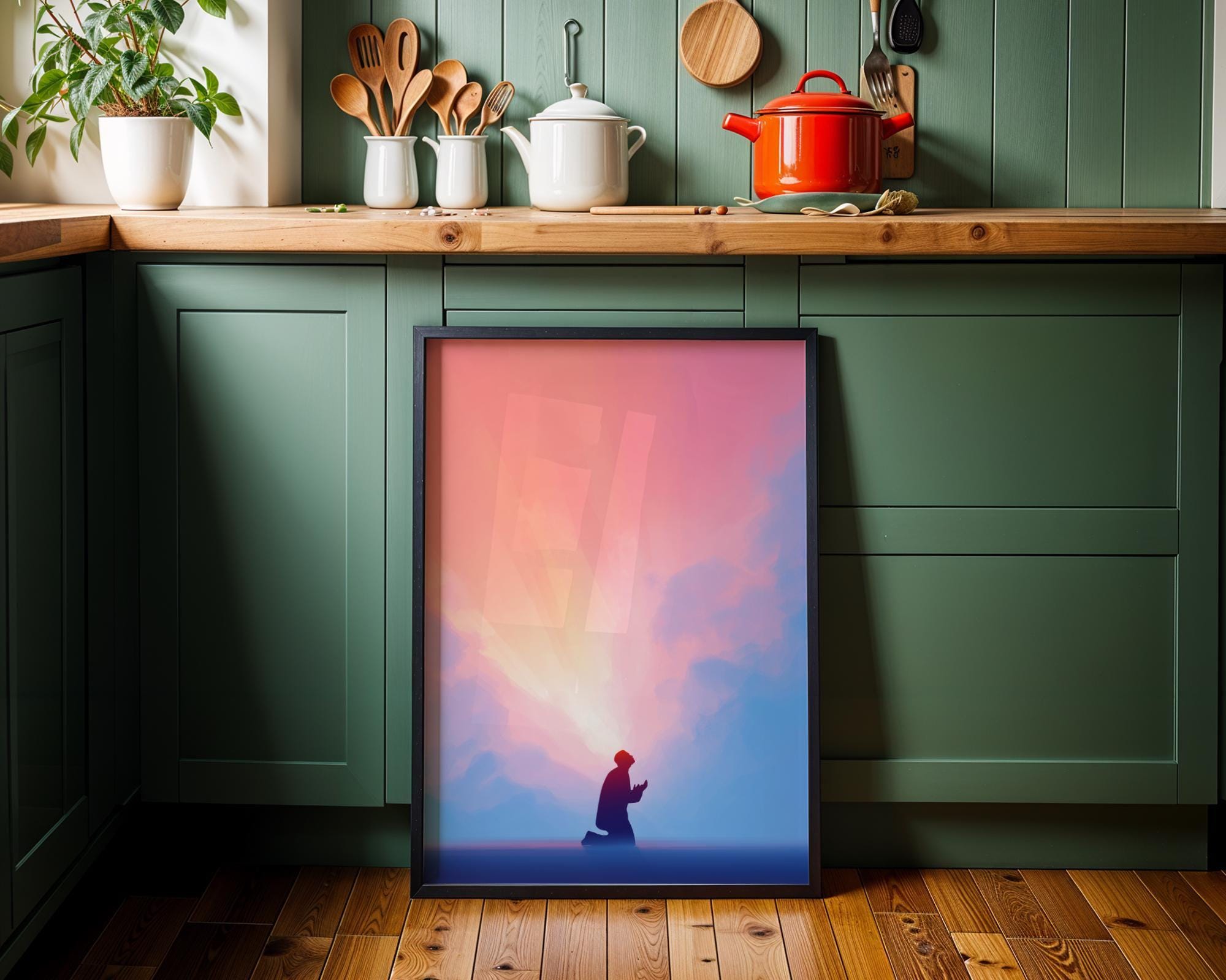 Christian Prayer Silhouette Faith and Worship Religious Wall Art by The Wall Art Studio