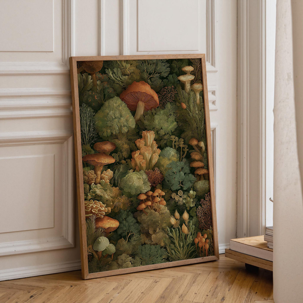 Vintage Forest Dark Botanical Mushroom Wall Art by The Wall Art Studio