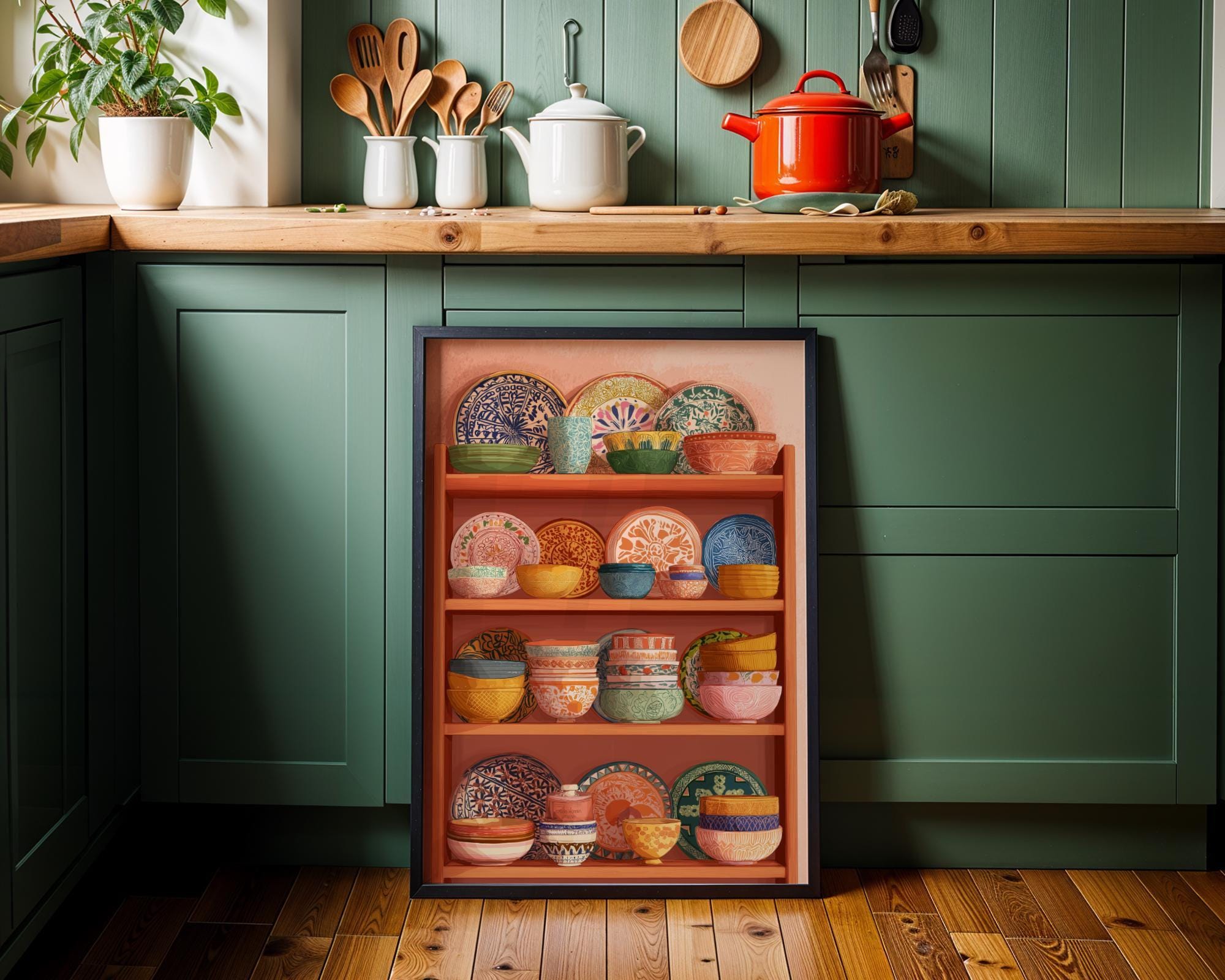 Hand-Painted Mexican Pottery Colourful Talavera Kitchen Wall Art by The Wall Art Studio - physical
